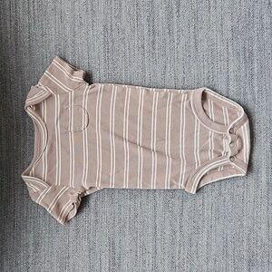 Carter's Brown and White Stripped Short Sleeved Bodysuits